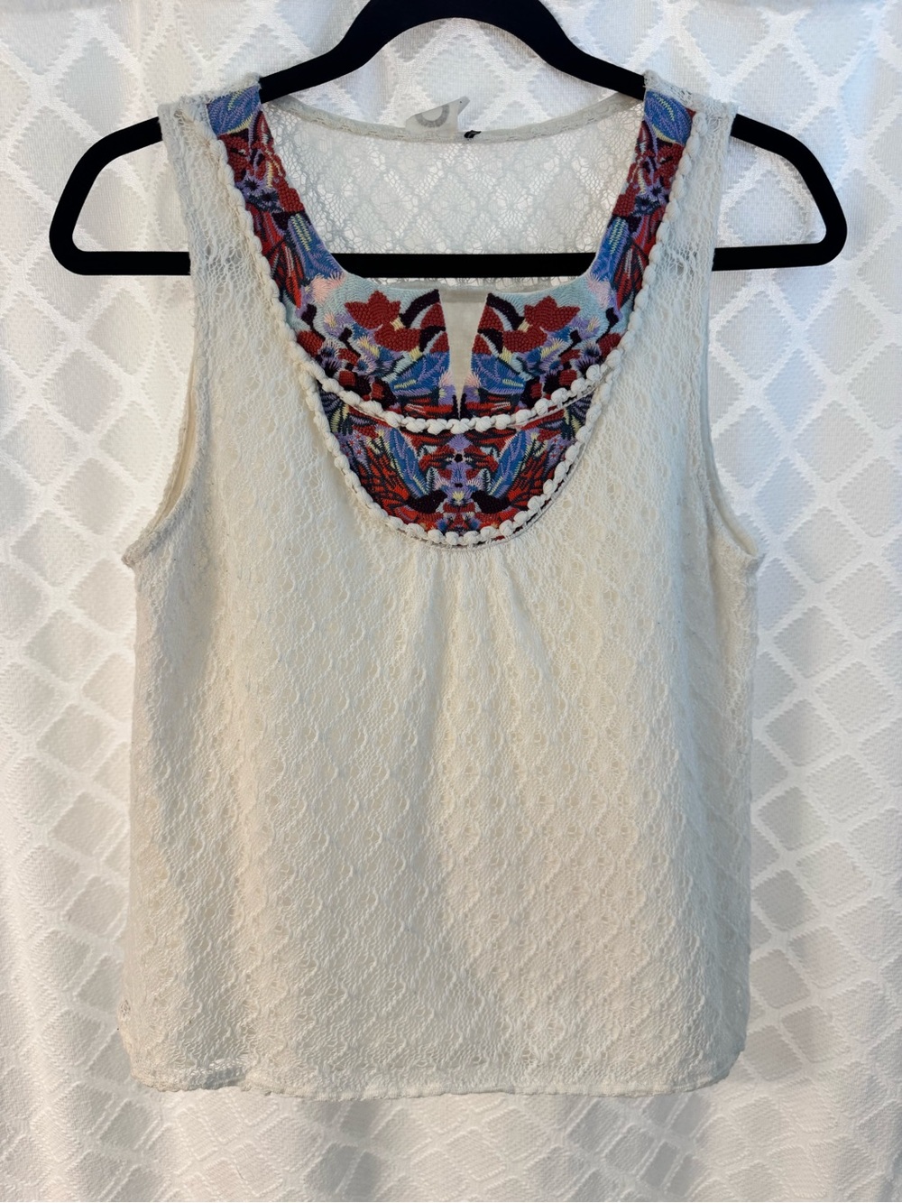 Akemi + Kin Embroidered Crochet Sleeveless Lace Top
